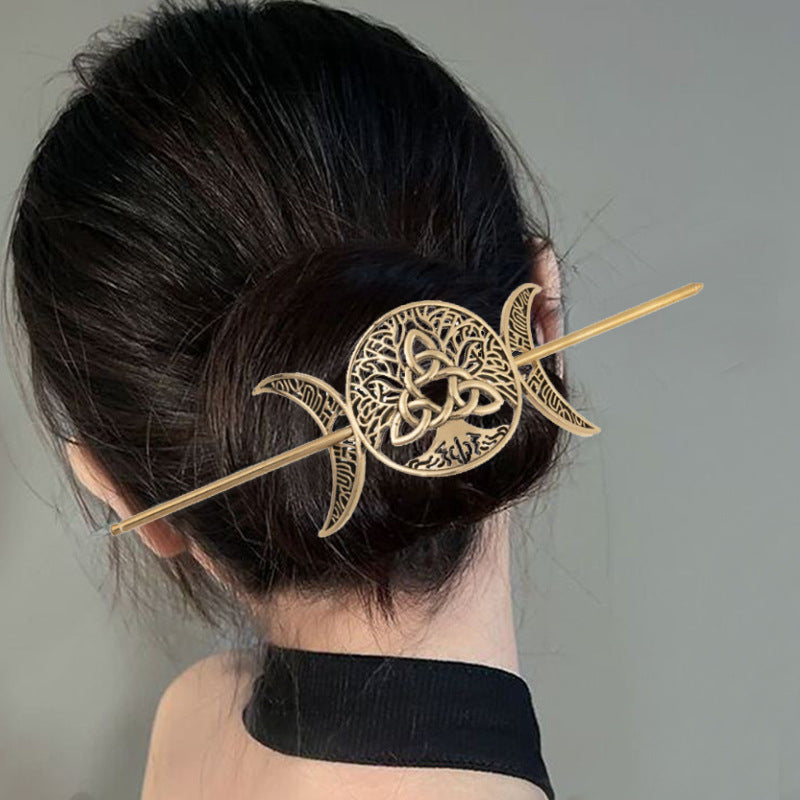 Aurelia Moon Hair Stick | Antiqued Gold